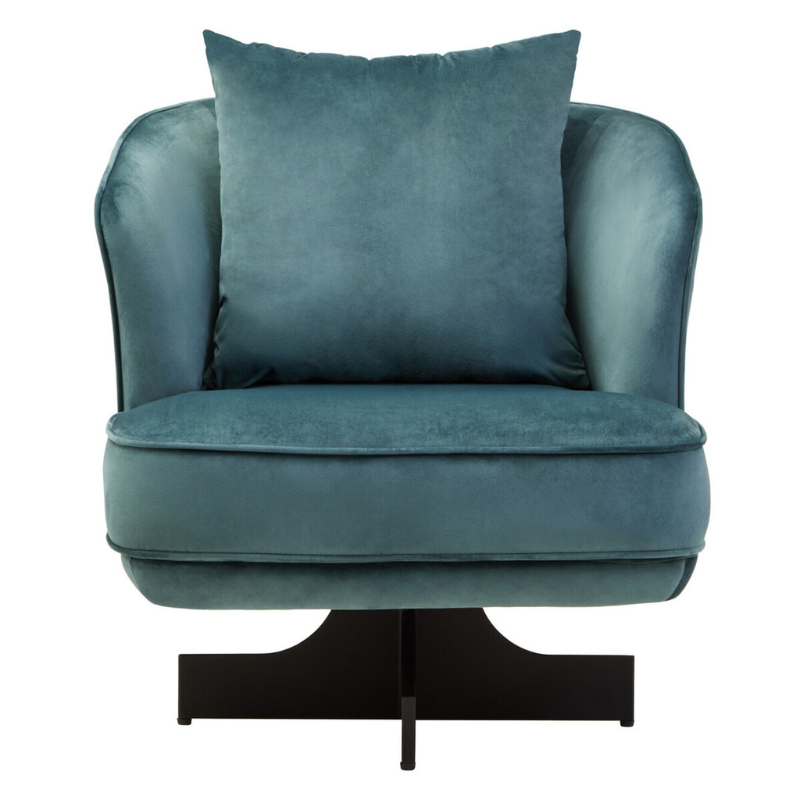 Hale Azure Blue Velvet Swivel Chair | Modern Accent Armchair