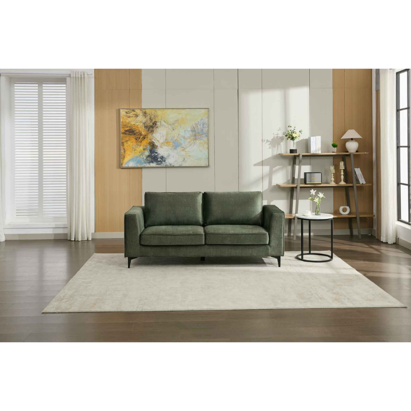 Carmen Moss Green 3 Seater Sofa | Modern Fabric Sofa for Stylish Living