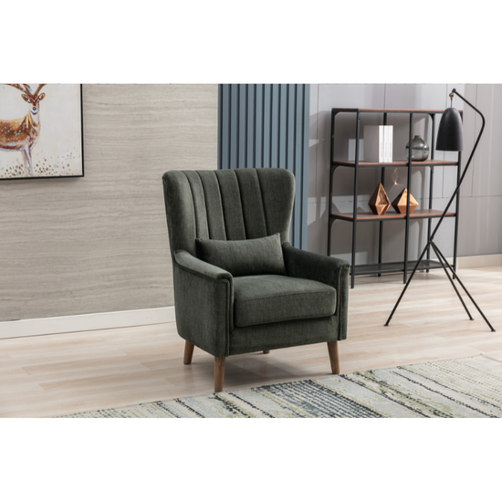 Charlotte Green Fabric Armchair | Modern Accent Chair