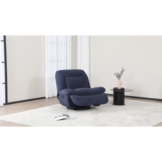 Ebba Indigo Rocker Swivel Recliner Chair | Comfortable Fabric Recliner