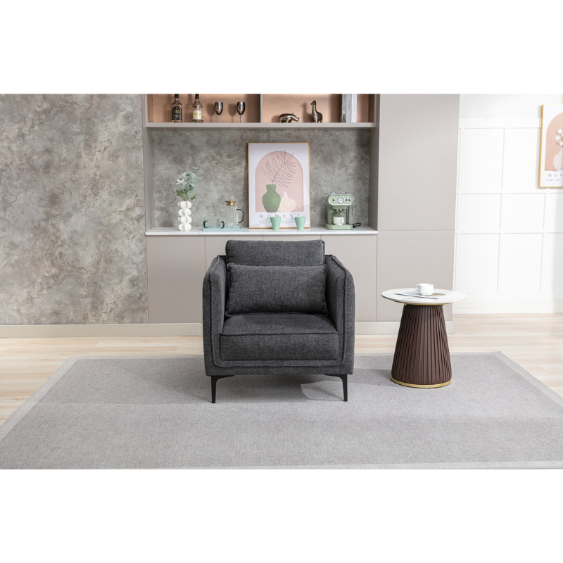 Landon Dark Grey Armchair | Modern Fabric Accent Chair