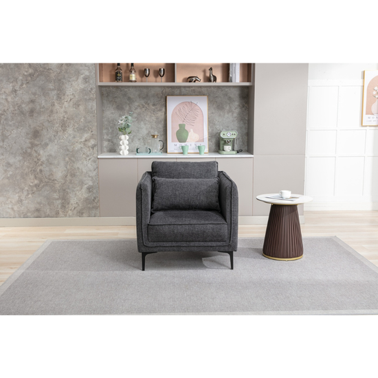 Landon Dark Grey Armchair | Modern Fabric Accent Chair
