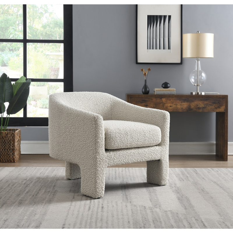 Lilou Cream Accent Chair | Modern Fabric Armchair for Contemporary Living