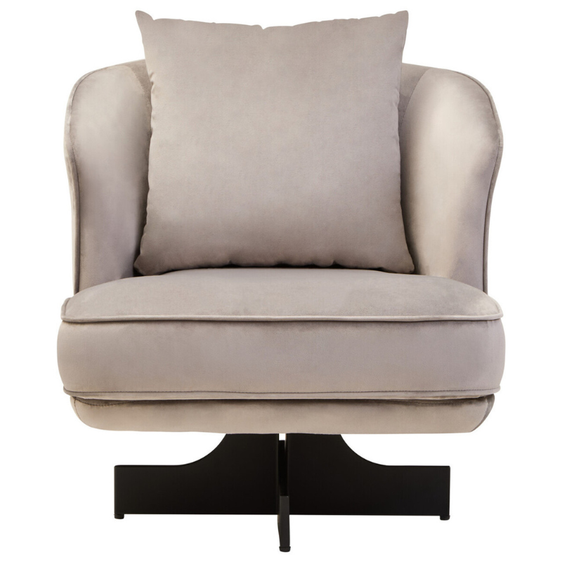 Hale Grey Velvet Swivel Chair – Modern Comfort with 360° Style | Luxe Living Furniture