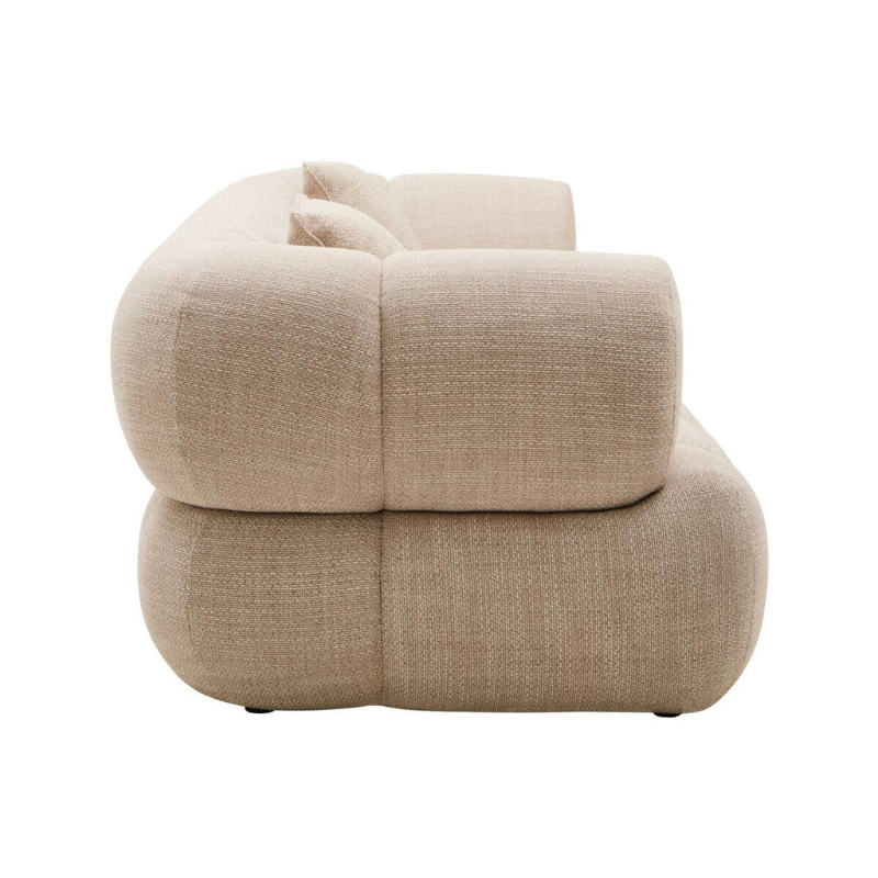 Ordona Cream Linen 3 Seater Curved Sofa – Contemporary Elegance & Comfort | Luxe Living Furniture