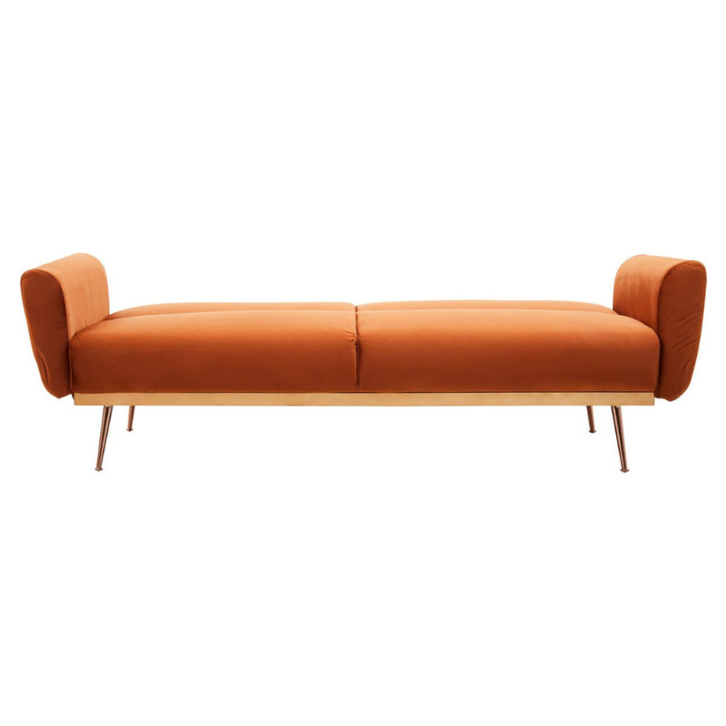 Hatton Burnt Orange Velvet Sofa Bed – Statement Style & Everyday Comfort | Luxe Living Furniture