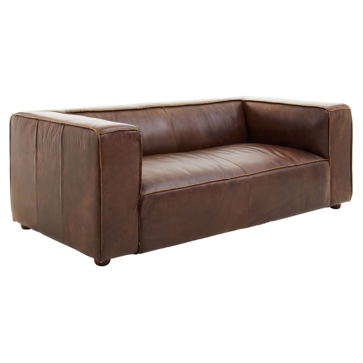 King Two Seater Mexico Brown Leather Sofa – Timeless Craftsmanship & Modern Comfort | Luxe Living Furniture