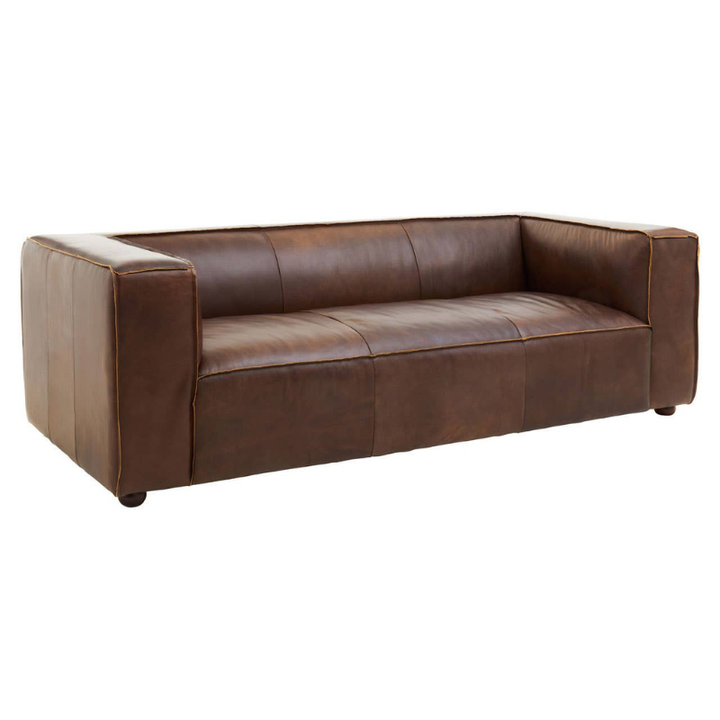 King Three Seater Mexico Brown Leather Sofa – Classic Style & Lasting Comfort | Luxe Living Furniture