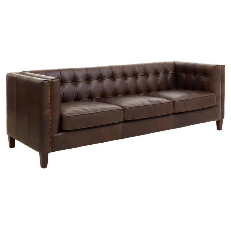King Three Seater Tufted Back Leather Sofa – Timeless Elegance & Lasting Comfort | Luxe Living Furniture