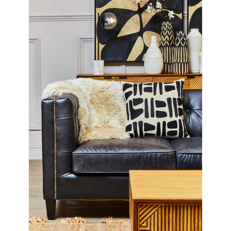 King Three Seater Antique Ebony Leather Sofa – Vintage Charm & Modern Comfort | Luxe Living Furniture