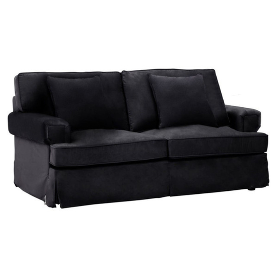 Ralph Two Seat Black Velvet Sofa – Sleek Modern Design & Luxurious Comfort | Luxe Living Furniture