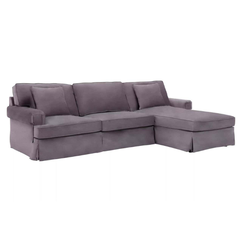 Ralph Three Seat Grey Velvet Right Chaise Sofa – Modern Comfort & Elegant Style | Luxe Living Furniture