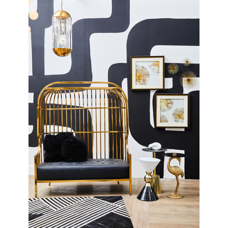 Eliza Gold Dome Cage Two Seat Sofa – Glamorous Statement Seating | Luxe Living Furniture