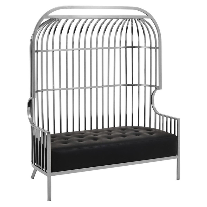 Eliza Two Seat Dome Cage Silver Sofa – Glamorous Modern Statement Seating | Luxe Living Furniture