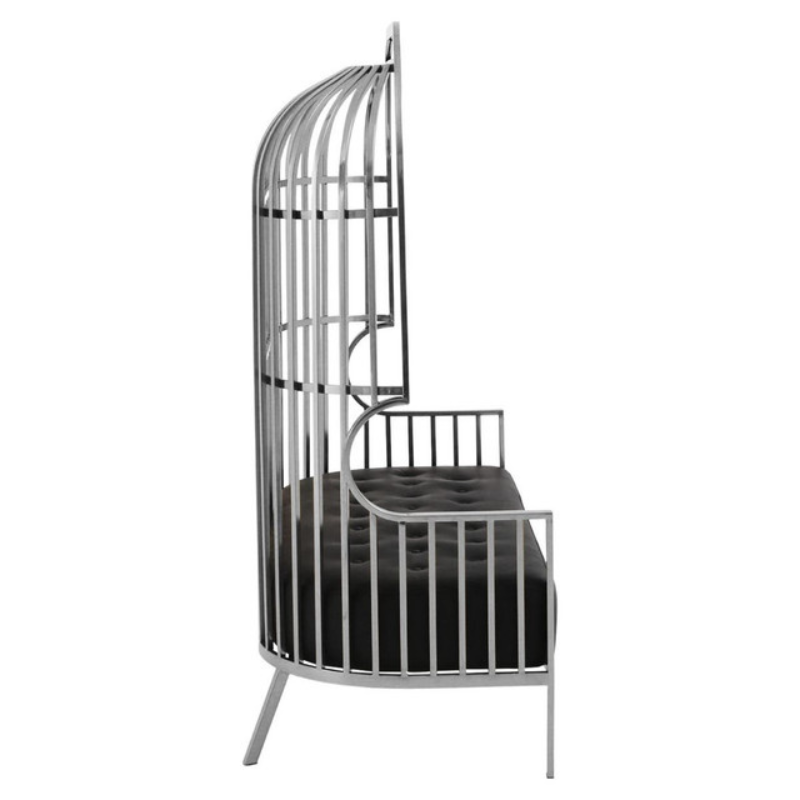 Eliza Two Seat Dome Cage Silver Sofa – Glamorous Modern Statement Seating | Luxe Living Furniture