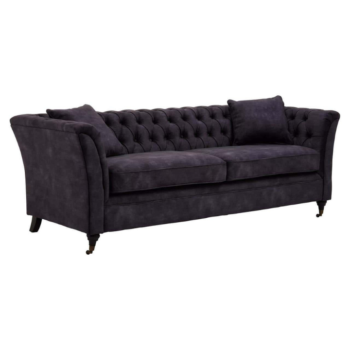 Sabrina Three Seat Grey Velvet Sofa – Timeless Elegance & Luxurious Comfort | Luxe Living Furniture