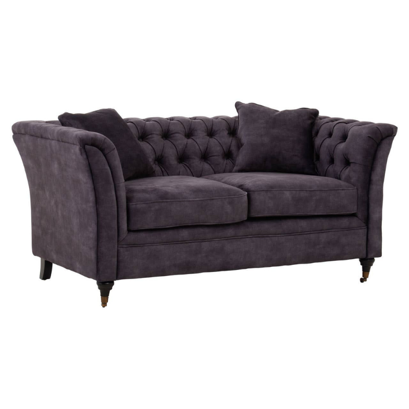 Sabrina Two Seat Grey Velvet Sofa – Modern Elegance & Luxurious Comfort | Luxe Living Furniture