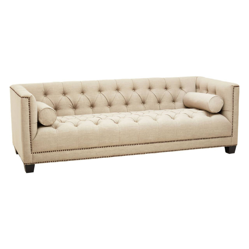 Surina 3 Seat Stone Fabric Sofa – Contemporary Style & Everyday Comfort | Luxe Living Furniture