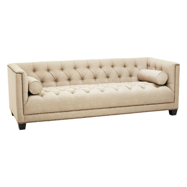 Surina 3 Seat Stone Fabric Sofa – Contemporary Style & Everyday Comfort | Luxe Living Furniture