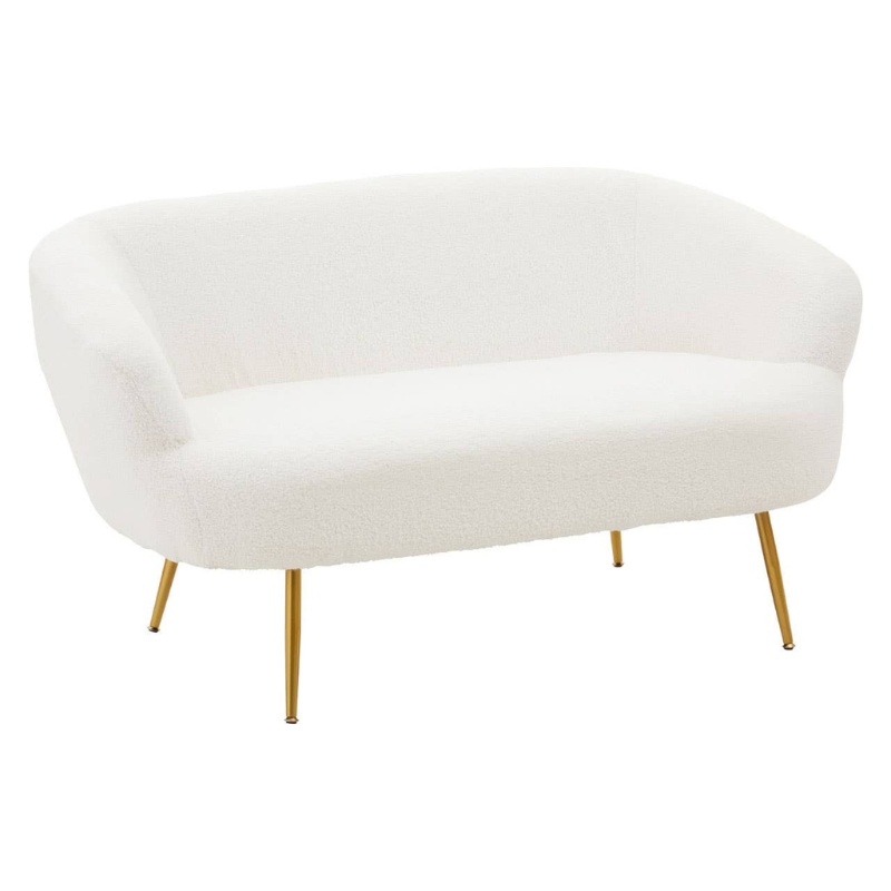 Yazmin Two Seat Sofa with Gold Finish Legs – Modern Glamour & Luxurious Comfort | Luxe Living Furniture