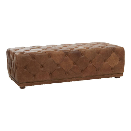Hoxton Tufted Leather Rectangle Ottoman – Luxury Tufted Leather Bench
