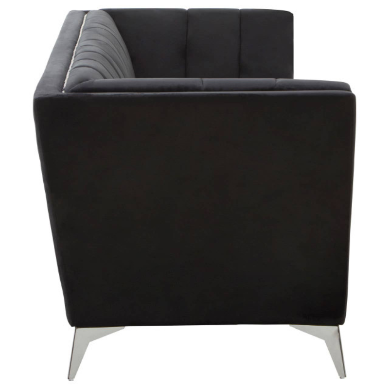Hansa 3 Seat Black Velvet Sofa – Luxury Modern Velvet Couch