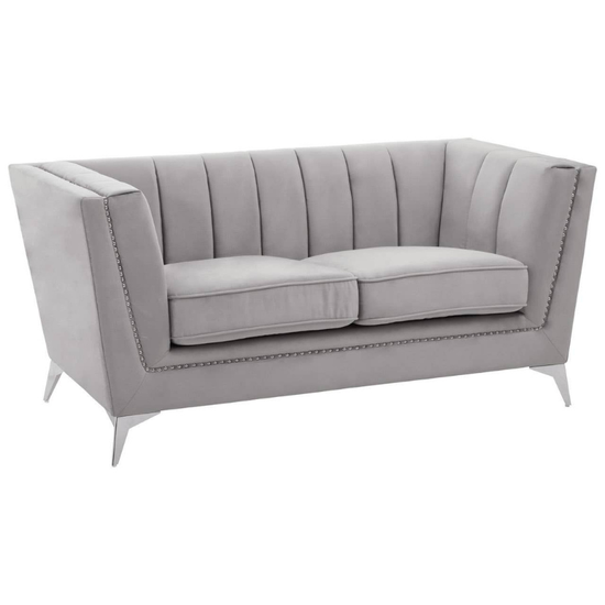 Hansa 2 Seat Grey Velvet Sofa – Luxury Modern Velvet Loveseat