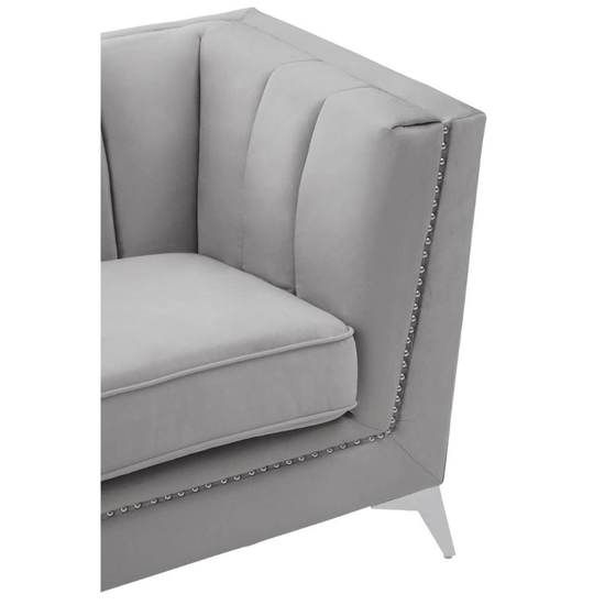 Hansa 2 Seat Grey Velvet Sofa – Luxury Modern Velvet Loveseat