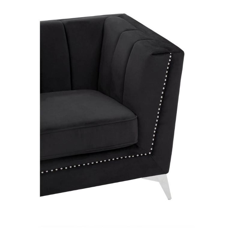 Hansa 2 Seat Black Velvet Sofa – Luxury Modern Velvet Loveseat