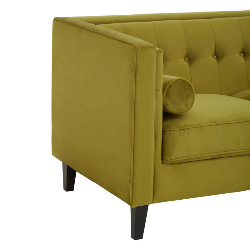 Helia 3 Seat Olive Velvet Sofa – Luxury Modern Velvet Couch