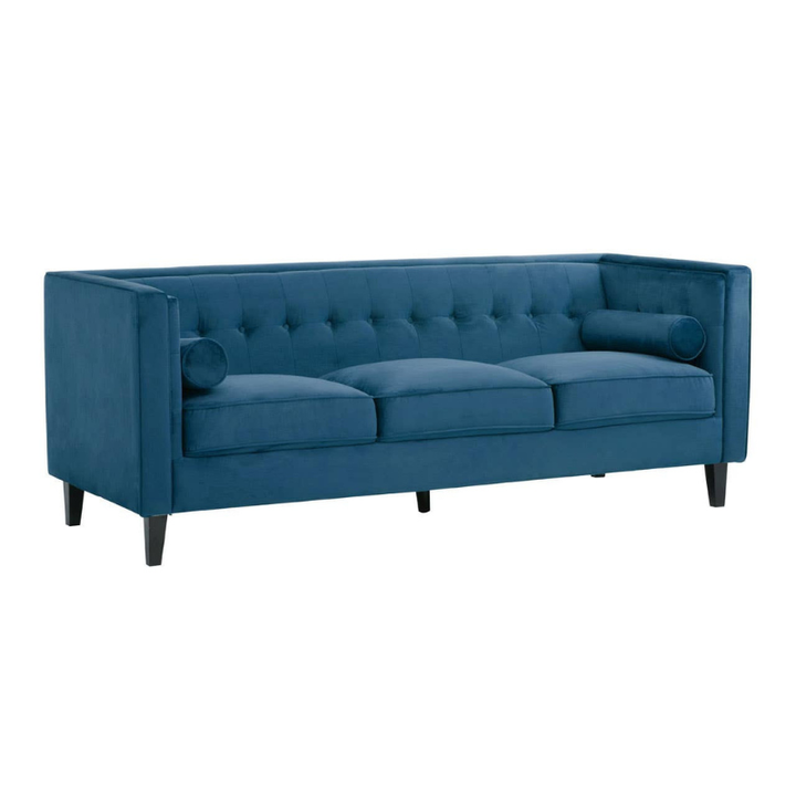 Helia 3 Seat Blue Velvet Sofa – Luxury Modern Velvet Couch
