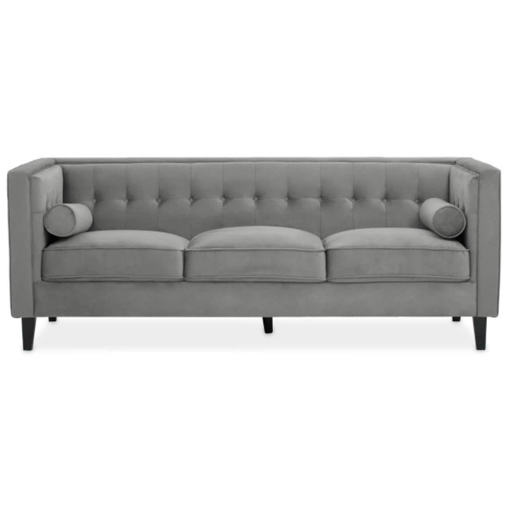 Helia 3 Seat Grey Velvet Sofa – Luxury Modern Velvet Couch