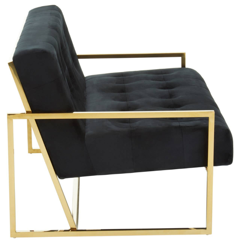 Azalea Two Seat Black Velvet Sofa – Luxury Modern Velvet Loveseat