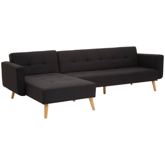 Hansa Hagen Black Linen Corner Sofa Bed – Modern Style & Functional Comfort