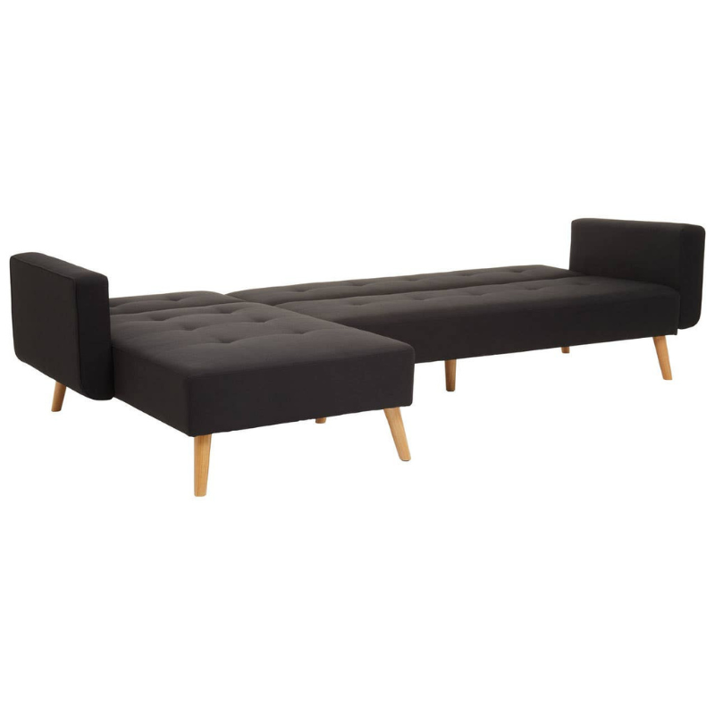 Hansa Hagen Black Linen Corner Sofa Bed – Modern Style & Functional Comfort