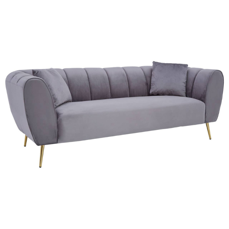 Florine Three Seater Grey Velvet Sofa – Modern Comfort & Elegant Design