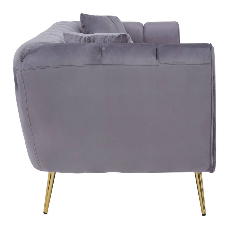 Florine Three Seater Grey Velvet Sofa – Modern Comfort & Elegant Design