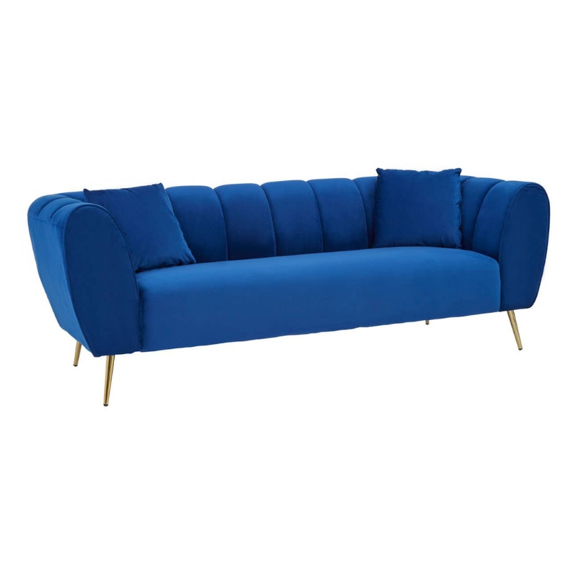 Florine 3 Seat Midnight Blue Velvet Sofa – Luxury Modern Velvet Couch