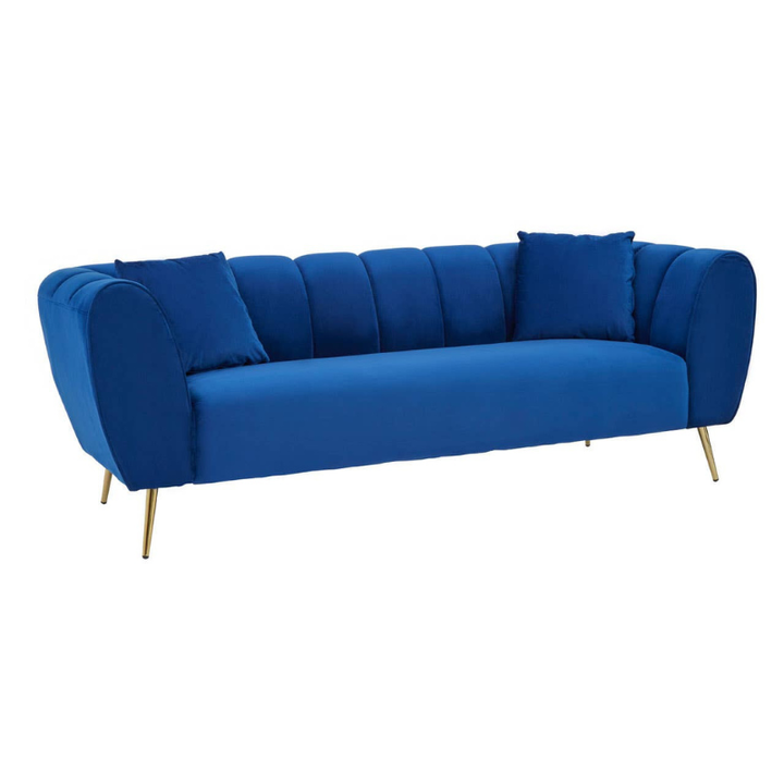 Florine 3 Seat Midnight Blue Velvet Sofa – Luxury Modern Velvet Couch