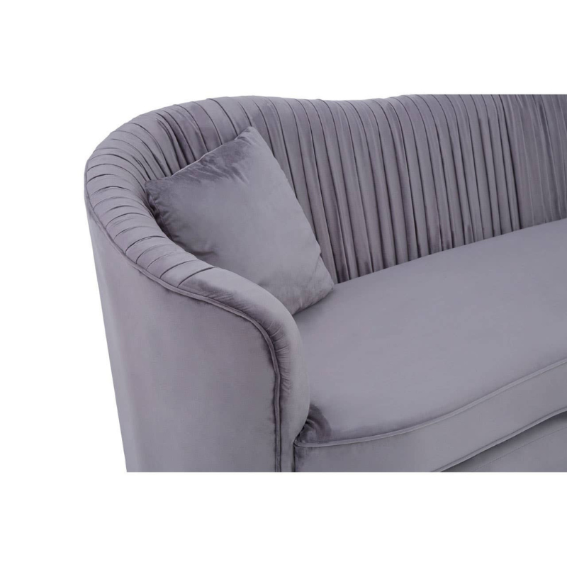 Franza Grey 3 Seat Pleated Velvet Sofa – Modern Luxury & Stylish Comfort