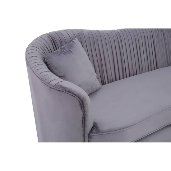 Franza Grey 3 Seat Pleated Velvet Sofa – Modern Luxury & Stylish Comfort