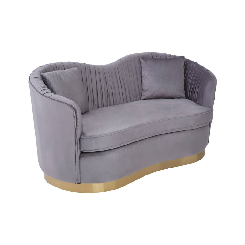 Franza Grey 2 Seat Pleated Velvet Sofa – Modern Elegance & Comfortable Design