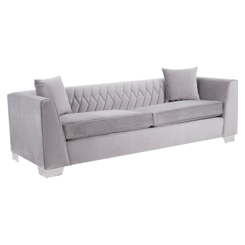 Rashika 3 Seat Grey Velvet Sofa – Modern Comfort & Elegant Design