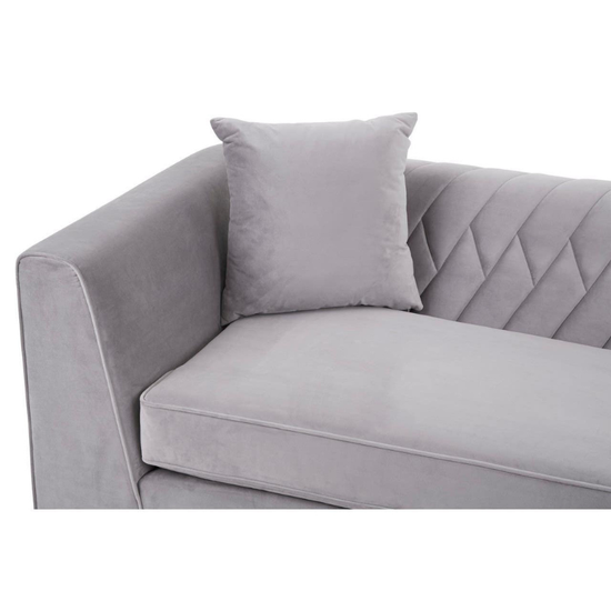 Rashika 3 Seat Grey Velvet Sofa – Modern Comfort & Elegant Design