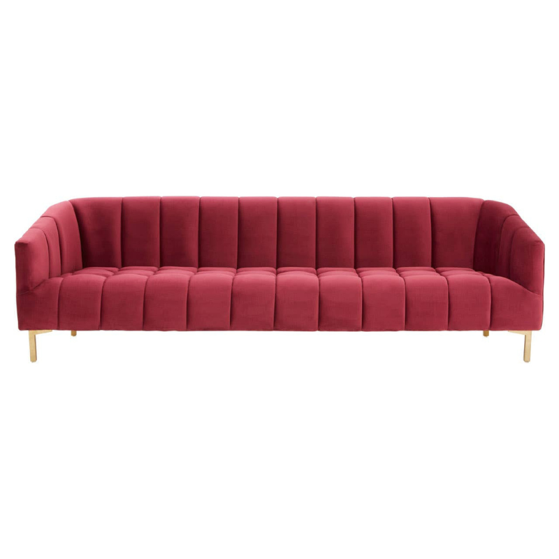 Bella 3 Seat Wine Velvet Sofa – Luxurious Style & Modern Comfort