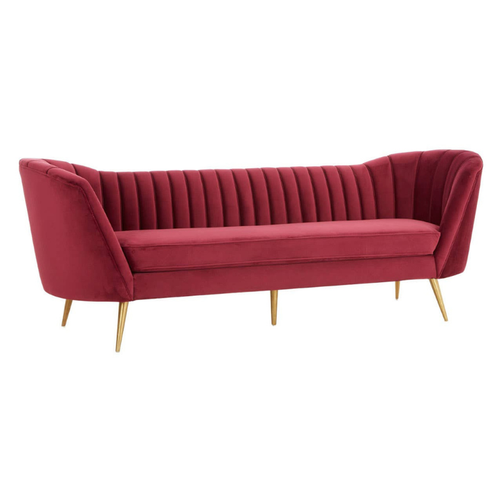 Binky 3 Seat Wine Velvet Sofa – Contemporary Elegance & Plush Comfort