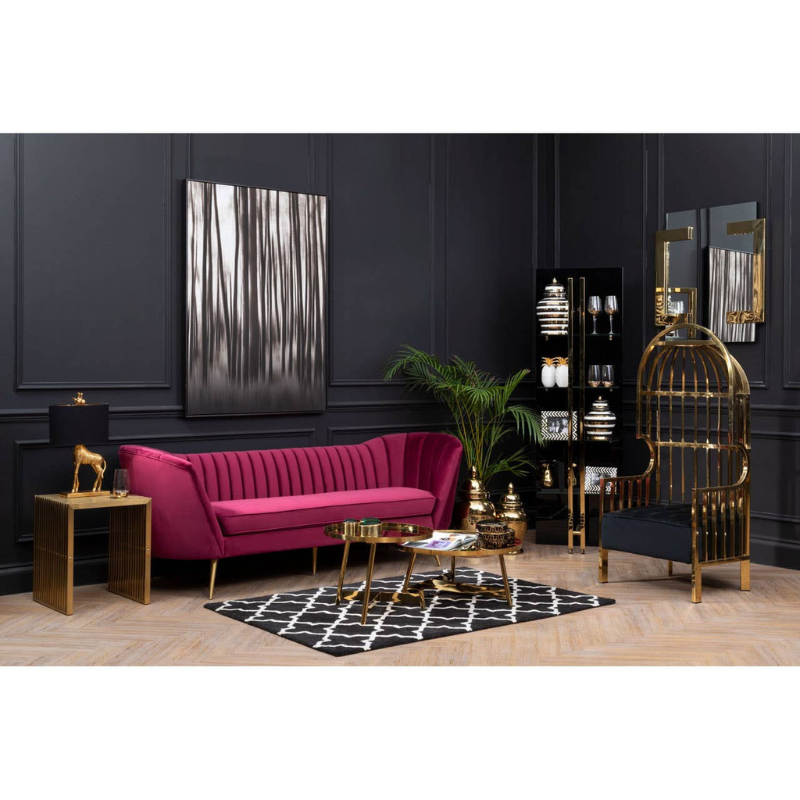 Binky 3 Seat Wine Velvet Sofa – Contemporary Elegance & Plush Comfort