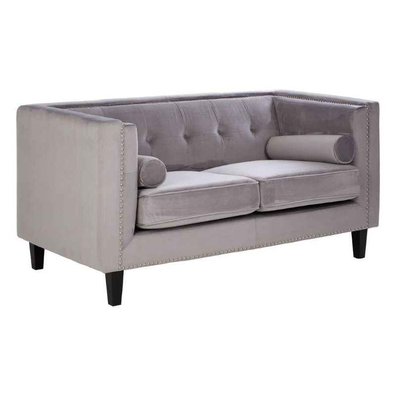Felisa Two Seater Grey Velvet Sofa – Modern Elegance & Cozy Comfort