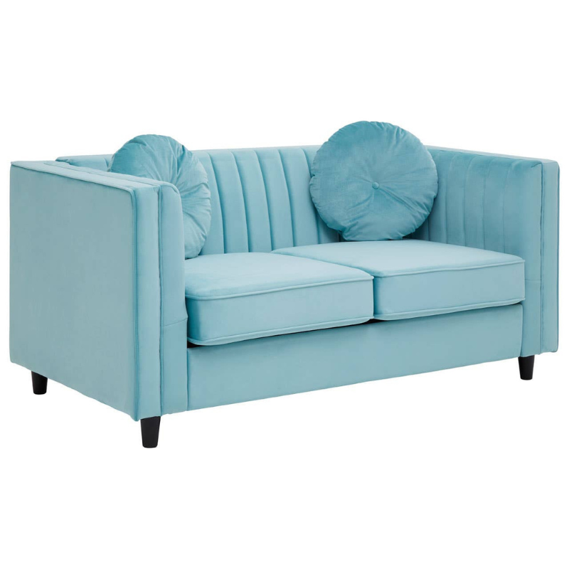 Farah Two Seat Green Velvet Sofa – Modern Glamour & Plush Comfort