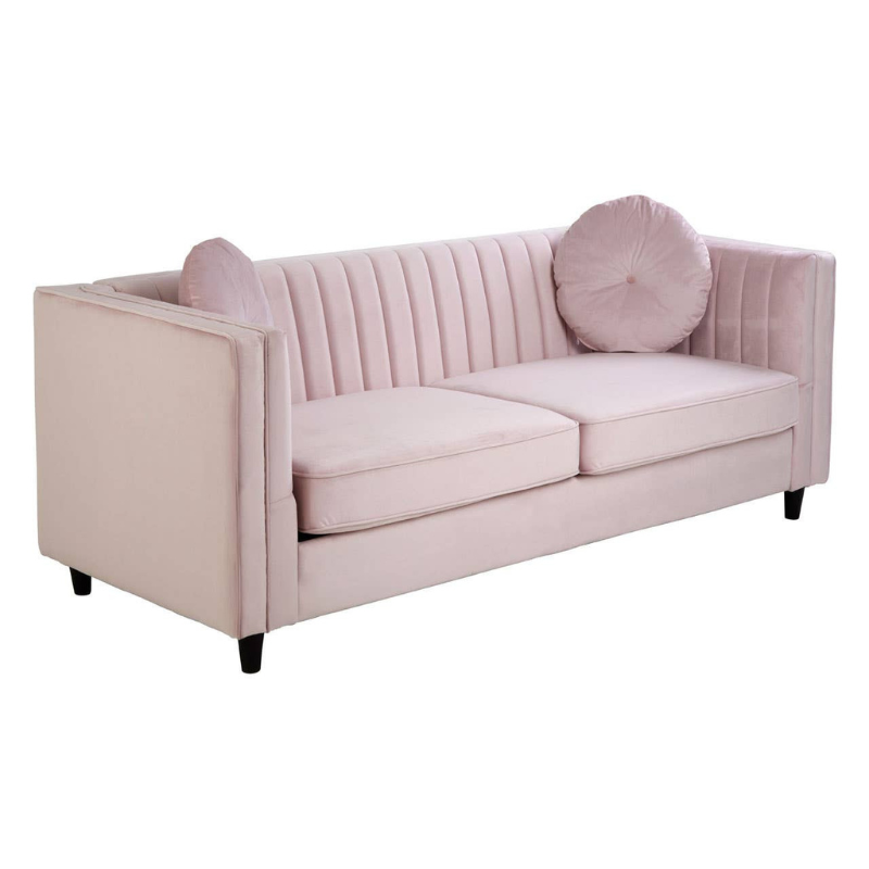Farah 3 Seat Pink Velvet Sofa – Elegant Design & Luxurious Comfort
